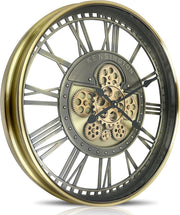 Steampunk Wall Clock 53cm Bronze Silent Gears Metal Roman Vintage
