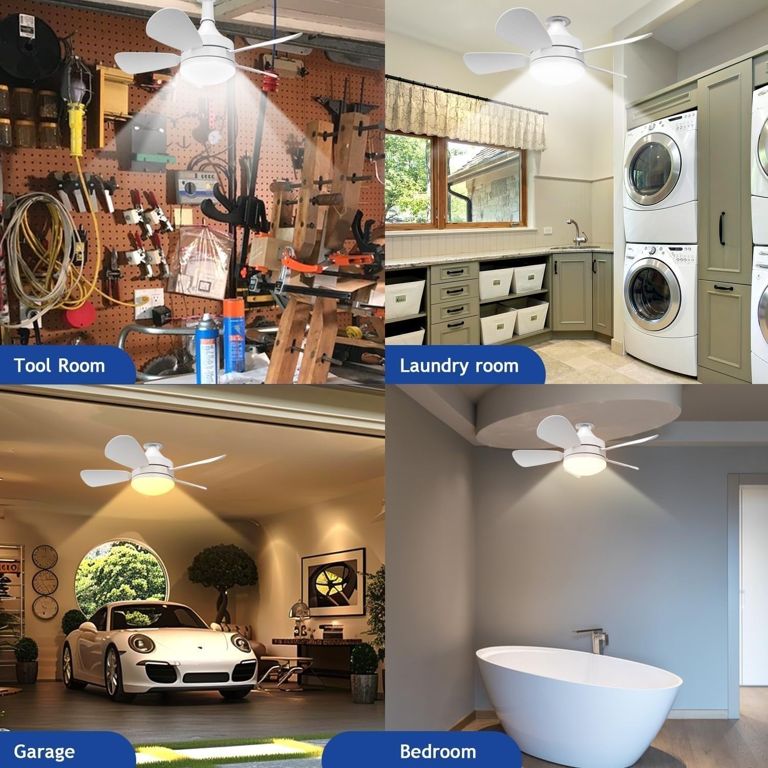 SAUGLAE Ceiling Fan with Lights Remote 3 Speeds 3 Colors LED