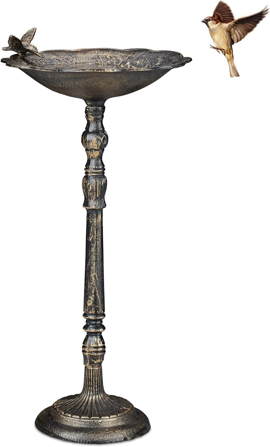 Bronze Cast Iron Bird Bath | 74cm Frost-Proof Garden Water Feature