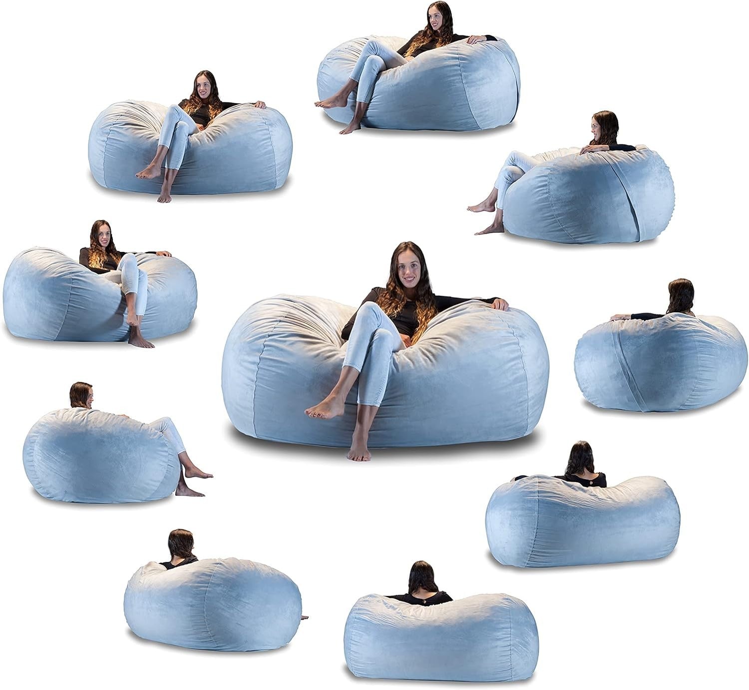 Grey XXL Memory Foam Bean Bag Chair Sofa - Giant Soft Lounger for Adults Kids