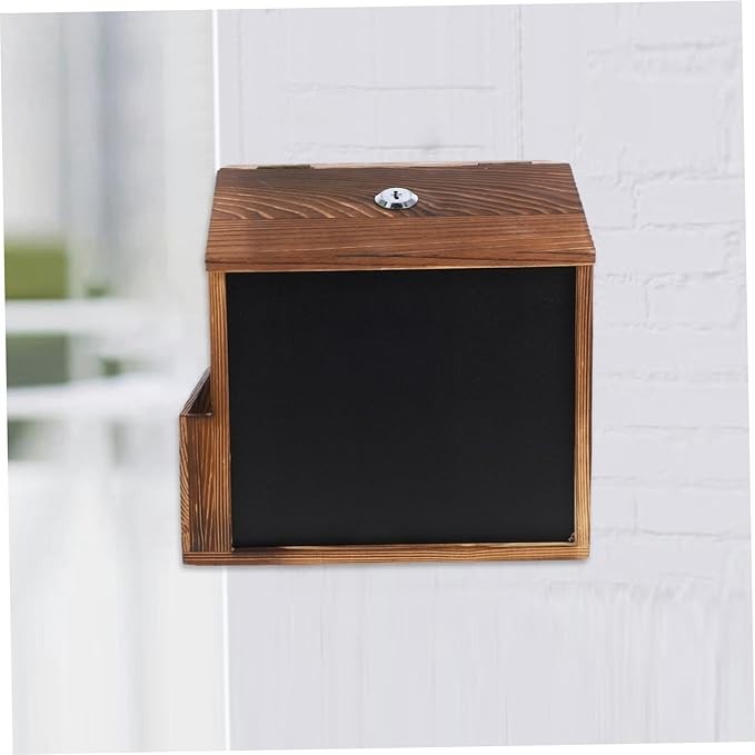 Lockable Wall Mount Suggestion Box w/ Blackboard – Secure Donation & Voting Jar