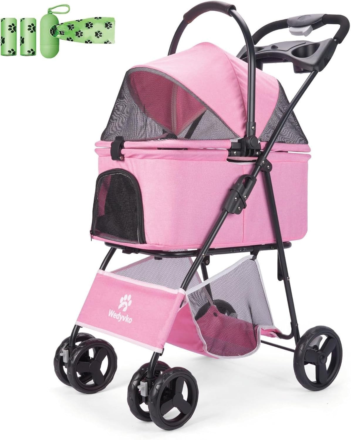 3in1 Pet Stroller Dog Pram Detachable Carrier Foldable 15kg
