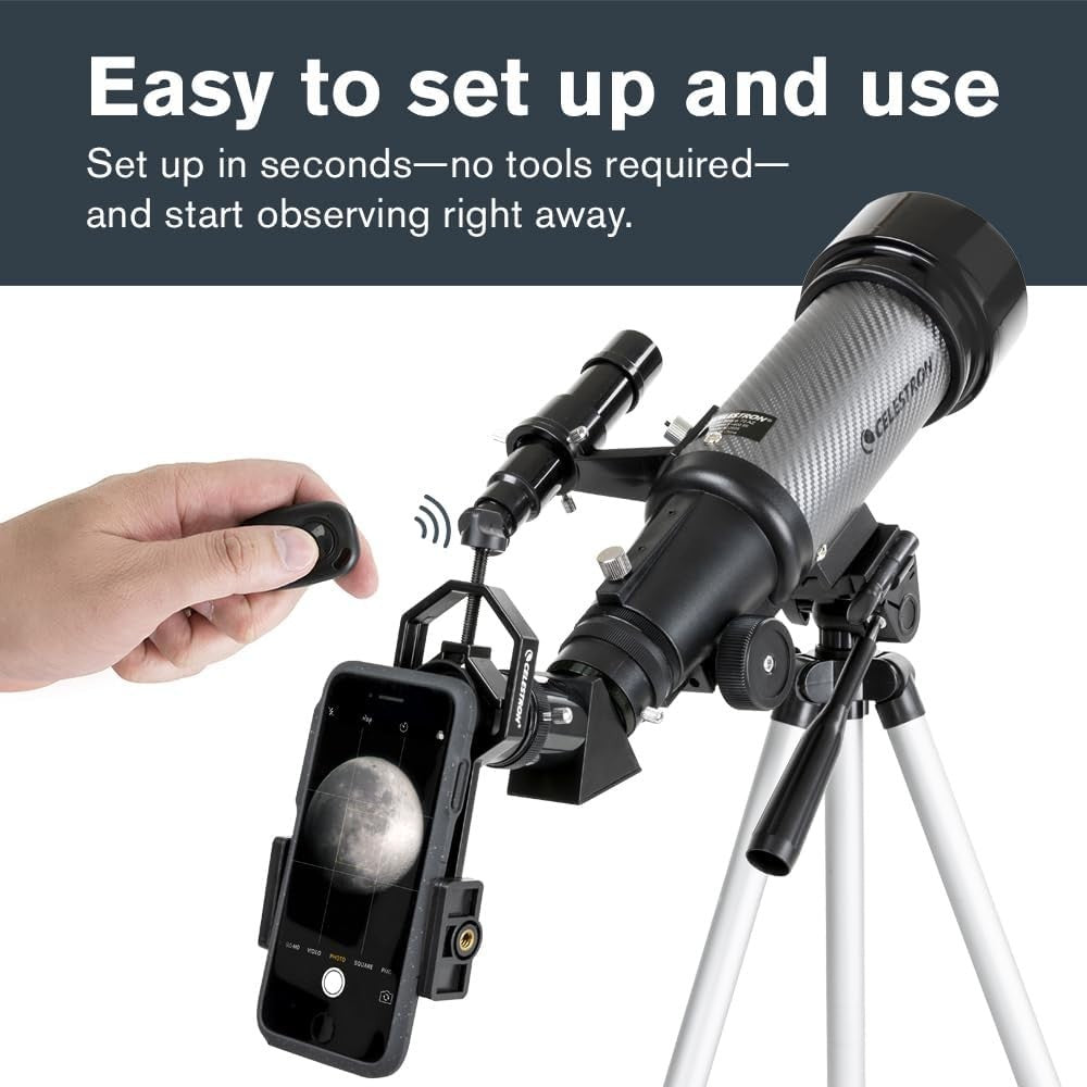 70mm Travel Scope DX with Smartphone Adapter & Backpack, Silver