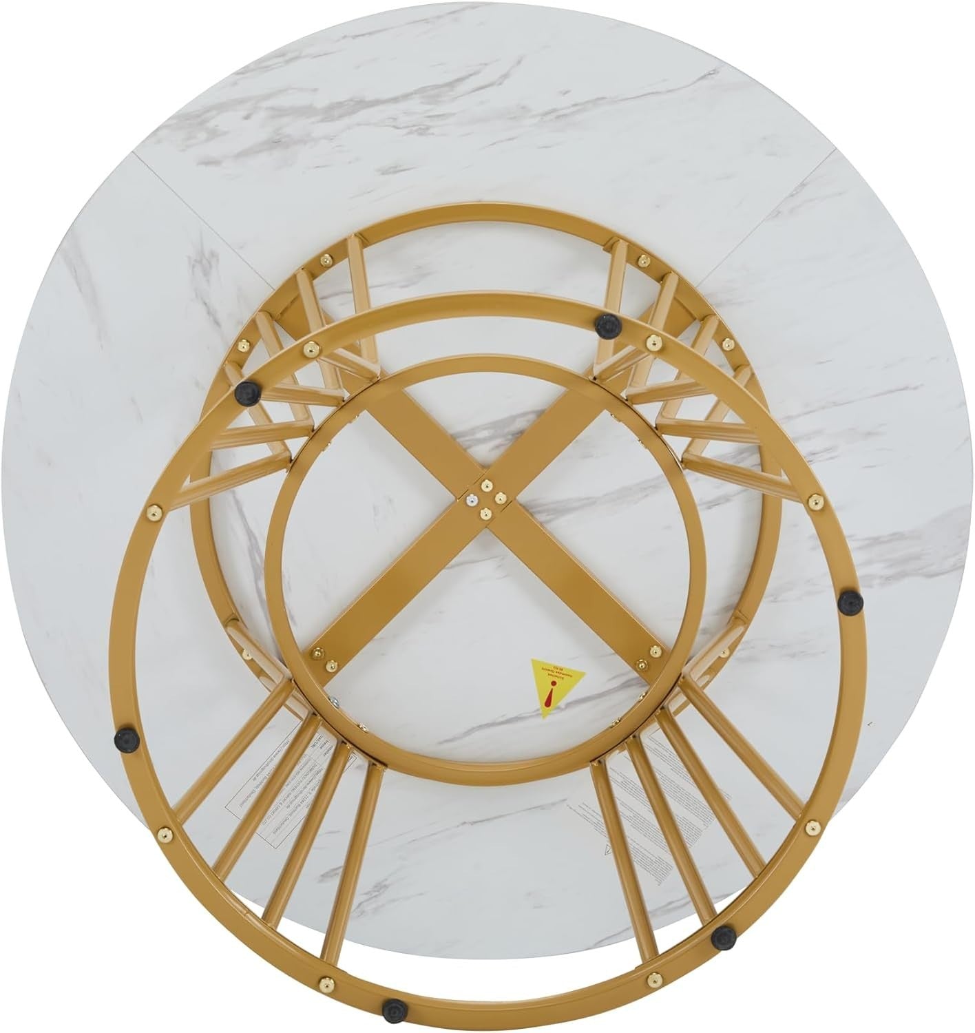 100cm Round Marble Dining Table Gold Legs Modern Kitchen Restaurant