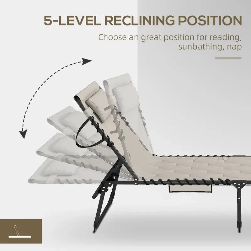 2x Folding Reclining Sun Lounger Chairs Padded Outdoor Garden Patio Bed