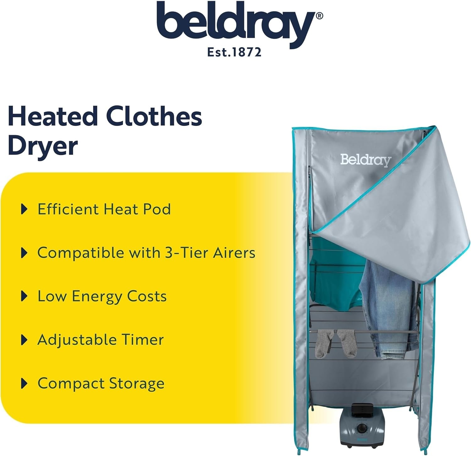 Heated Clothes Airer Pod Dryer Hot Air Circulation Indoor Drying System