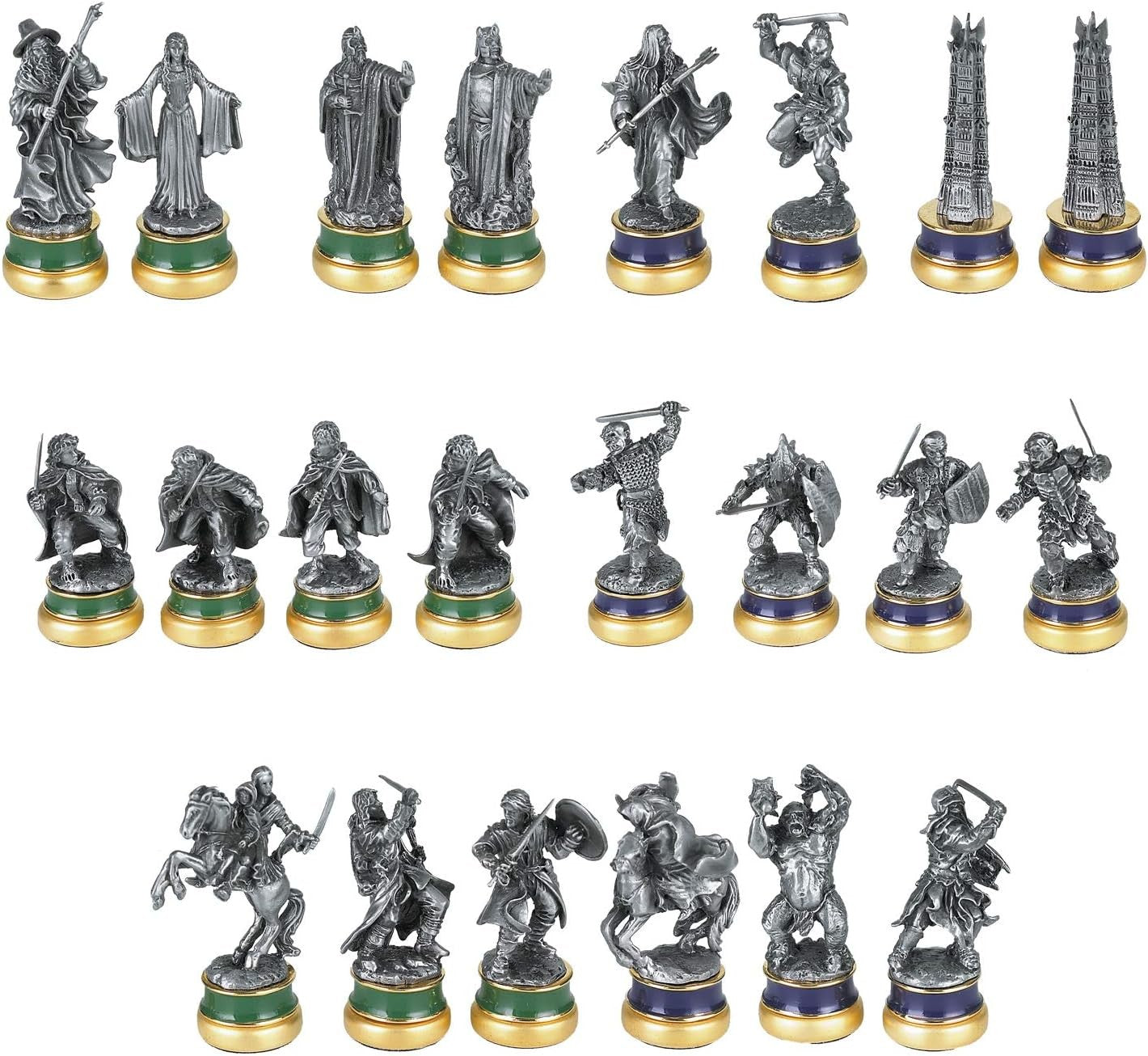 LOTR Collectible Chess Set – 32 Detailed Sculptures & Premium Display Board