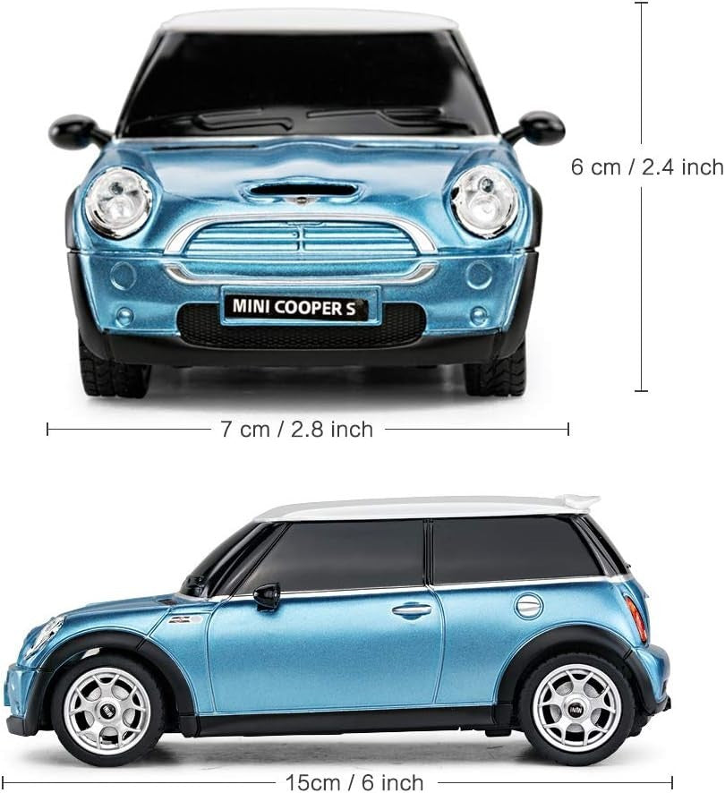 Mini Cooper S 1:24 RC Car Blue, Remote Control Toy for Kids & Adults