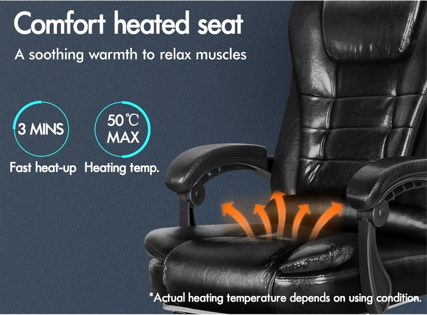 Glossy Black Massage Office Chair Heated 8-Point Recliner Footrest Ergonomic