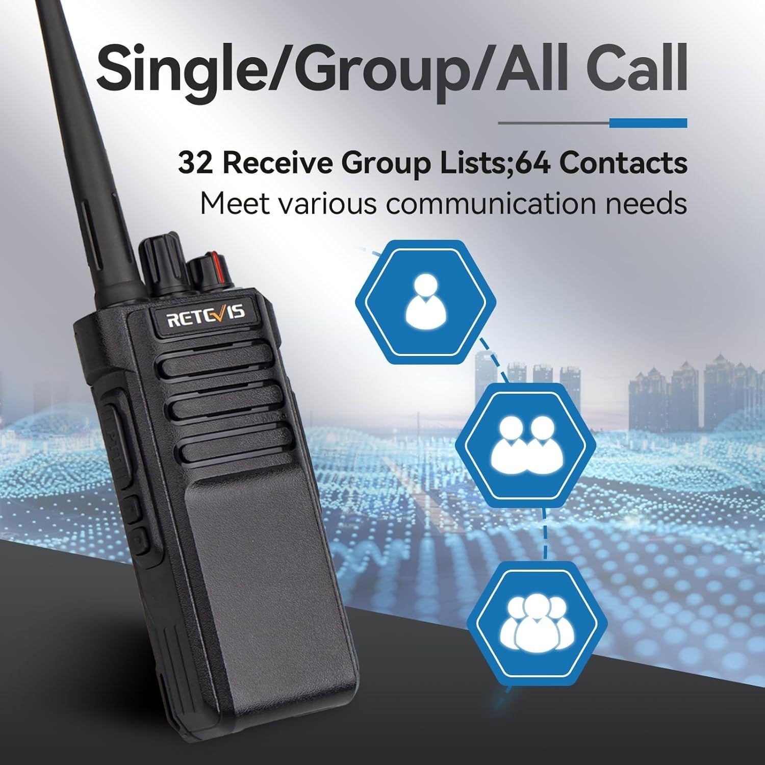 DMR Walkie Talkies IP67 Waterproof Long Range 128CH 3200mAh 2 Pack