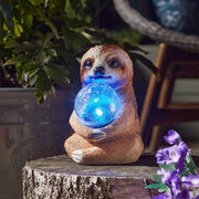 Solar Sloth Garden Ornament 37cm Crackle Ball LED Light Outdoor Patio Decor Gift