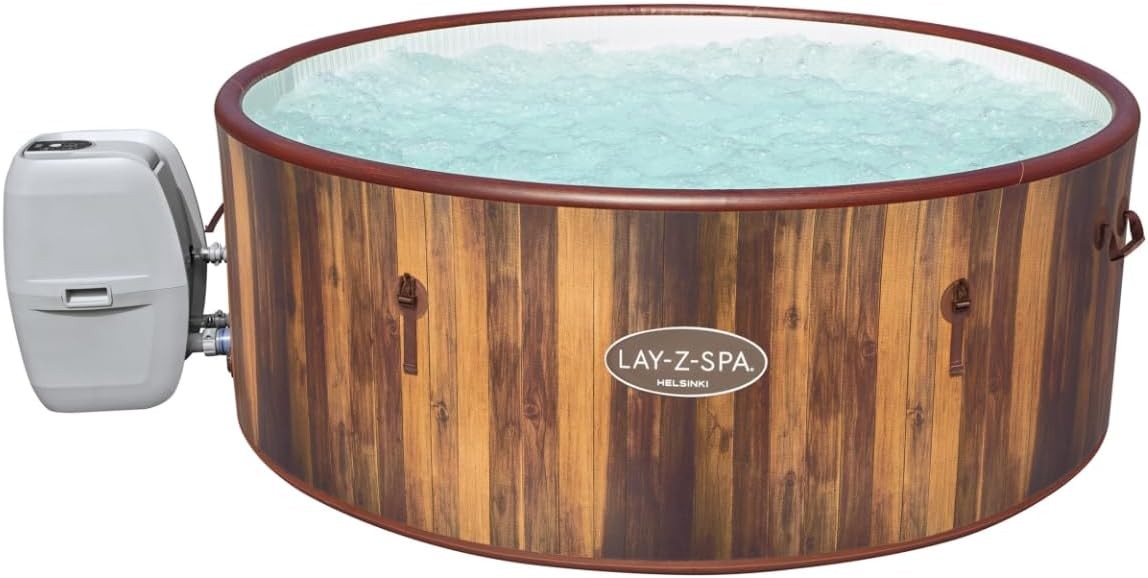 Inflatable Hot Tub Spa 180 Air Jet Wood Effect 5–7 Person Garden