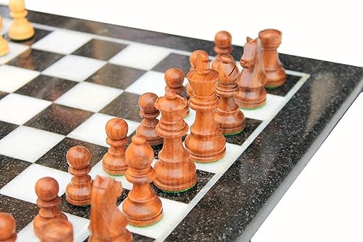 Luxury 20" Green Marble Chess Set – Large Inlaid Board + Brass & Wood Pieces