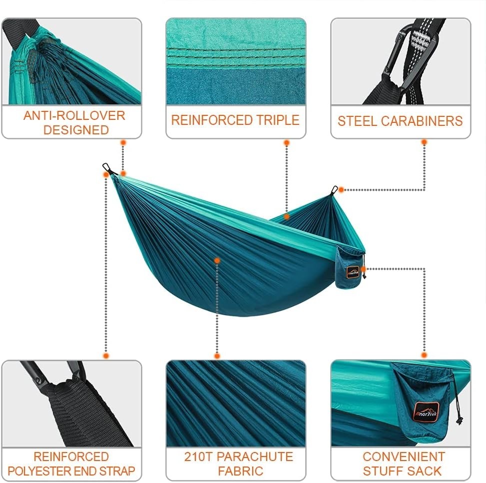 Super Lightweight Camping Hammock with Tree Straps, Portable & Easy Setup