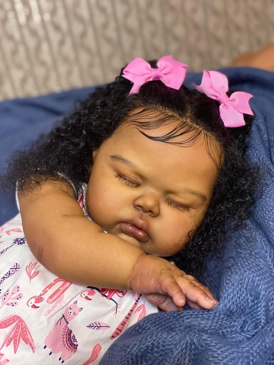 19in African American Reborn Baby Doll Silicone Vinyl Sleeping Toy Gift