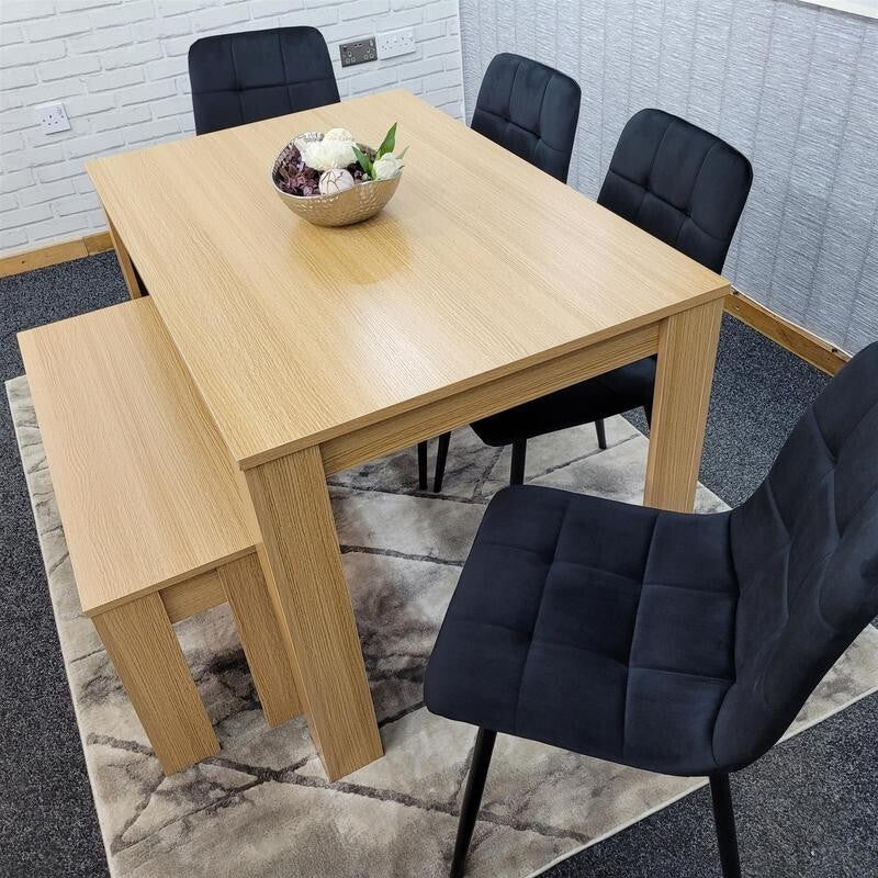 6 Seater Dining Table Set with Bench & 4 Chairs for Kitchen or Home