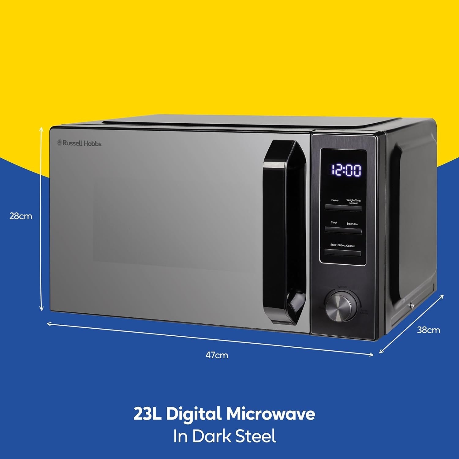 Dark Steel 23L Digital Microwave 900W 8 Auto Cook Mirror Door