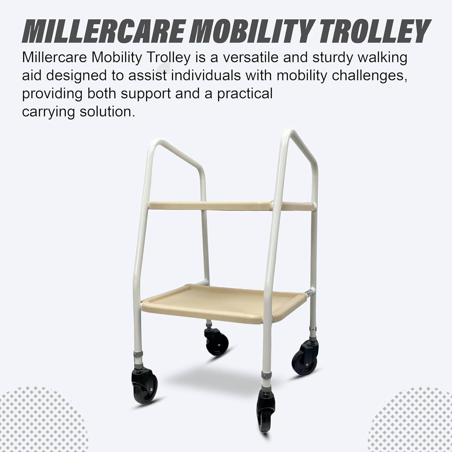 Mobility Walking Trolley Frame with Wheels Tray Indoor Outdoor Support
