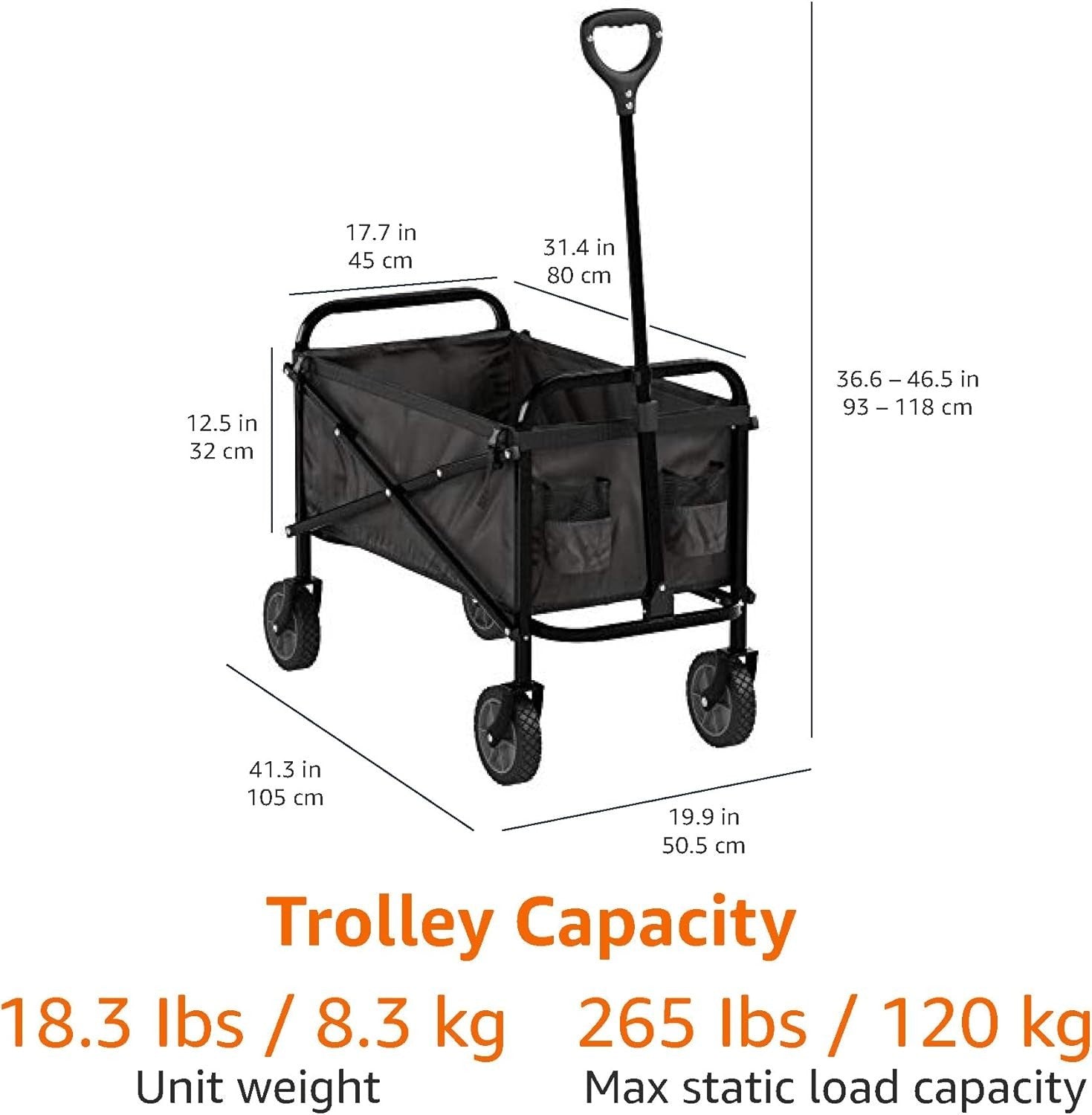 Heavy Duty Collapsible Garden Wagon Foldable Outdoor Camping Beach Trolley 120kg