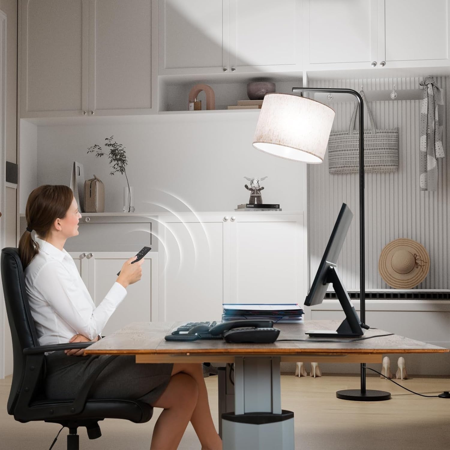 Modern Arc Floor Lamp Remote Control Dimmable Reading Light E27 LED
