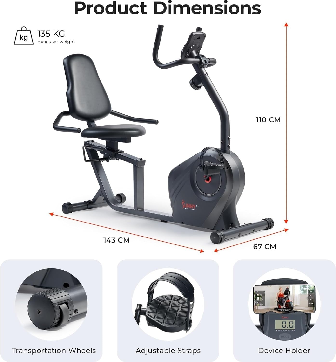 Exercise Bike Bluetooth App LCD Heart Rate Quiet Magnetic Home Fitness