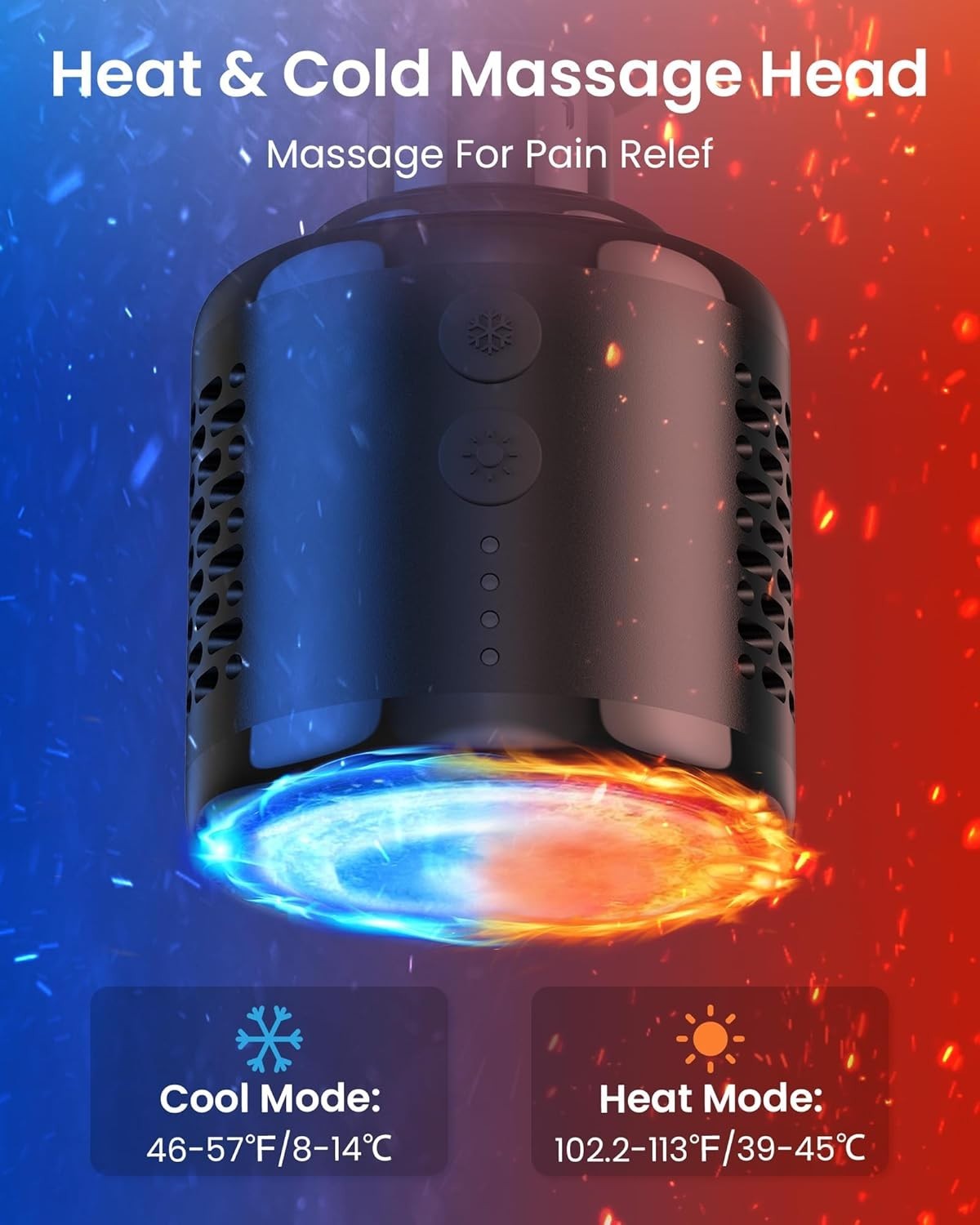Deep Tissue Massage Gun Hot Cold Therapy Long Handle 32 Speeds Pain Relief