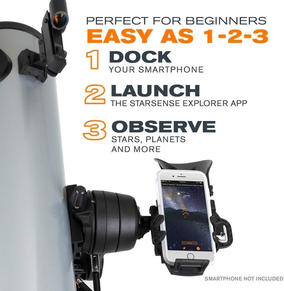 130mm Reflector Telescope, Smartphone App & Tripod, DX 130