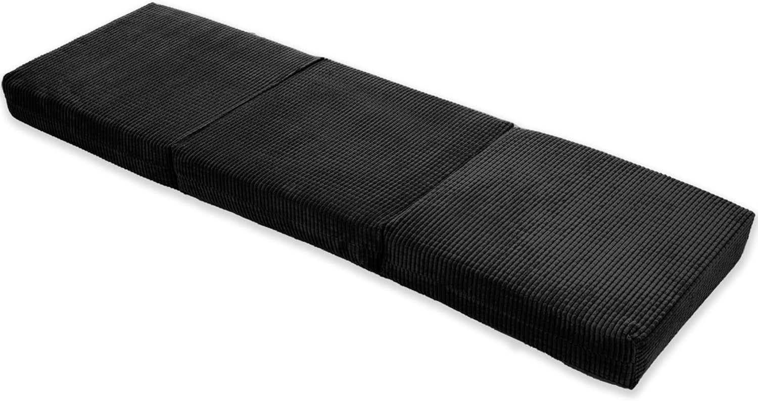 Z Bed Chair Futon Mattress Black Fold Out Single Sofa Bed Footstool Seat