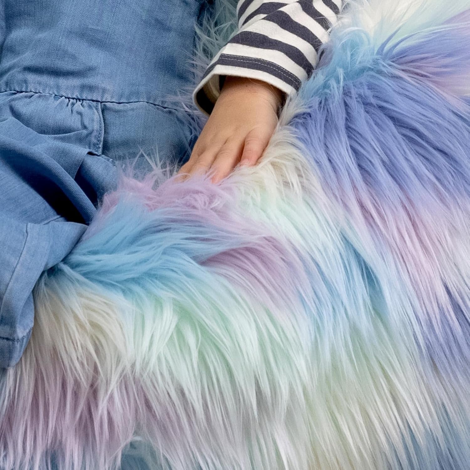 Unicorn Kids Bean Bag Chair Faux Fur Pastel Seat for Bedroom & Playroom