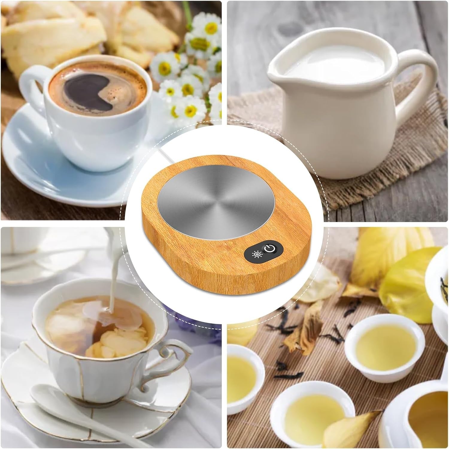 Wood Effect USB Coffee Mug Warmer 55-65°C Desk Heater Plate