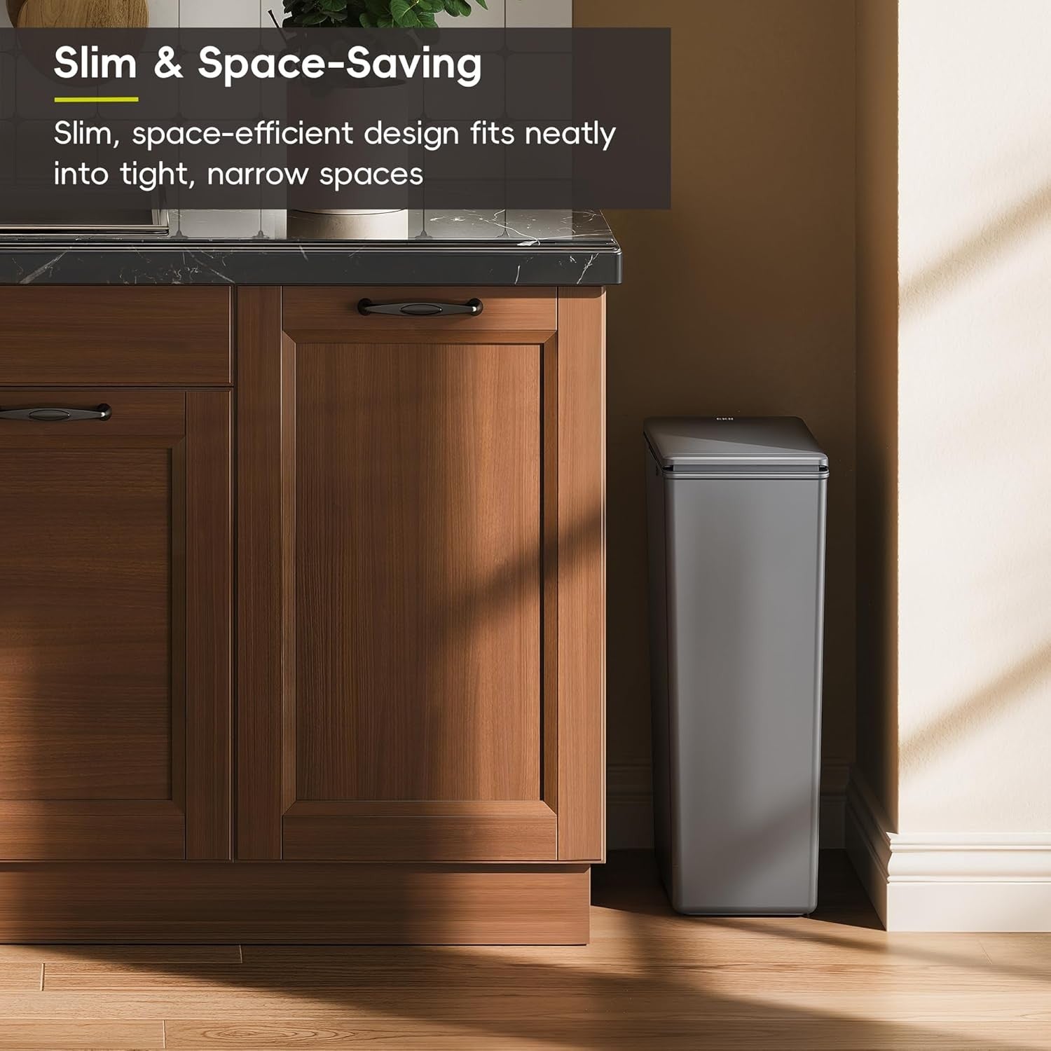 Slim 30L Kitchen Recycling Bin Touch-Top Lid Plastic Waste Sorter