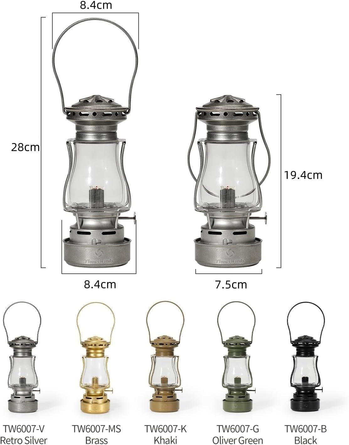 Olive Green Outdoor Oil Lantern Steel 110ml Kerosene Lamp