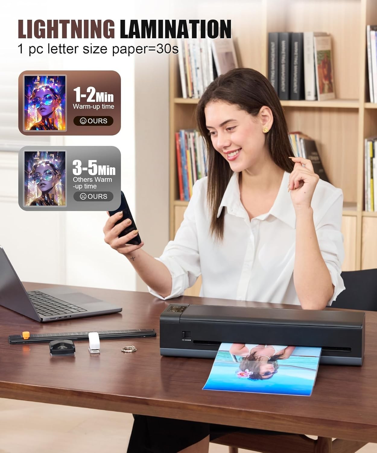 A3 Laminator 6 in 1 Hot Cold Fast 60s Warm Jam Free + Pouches