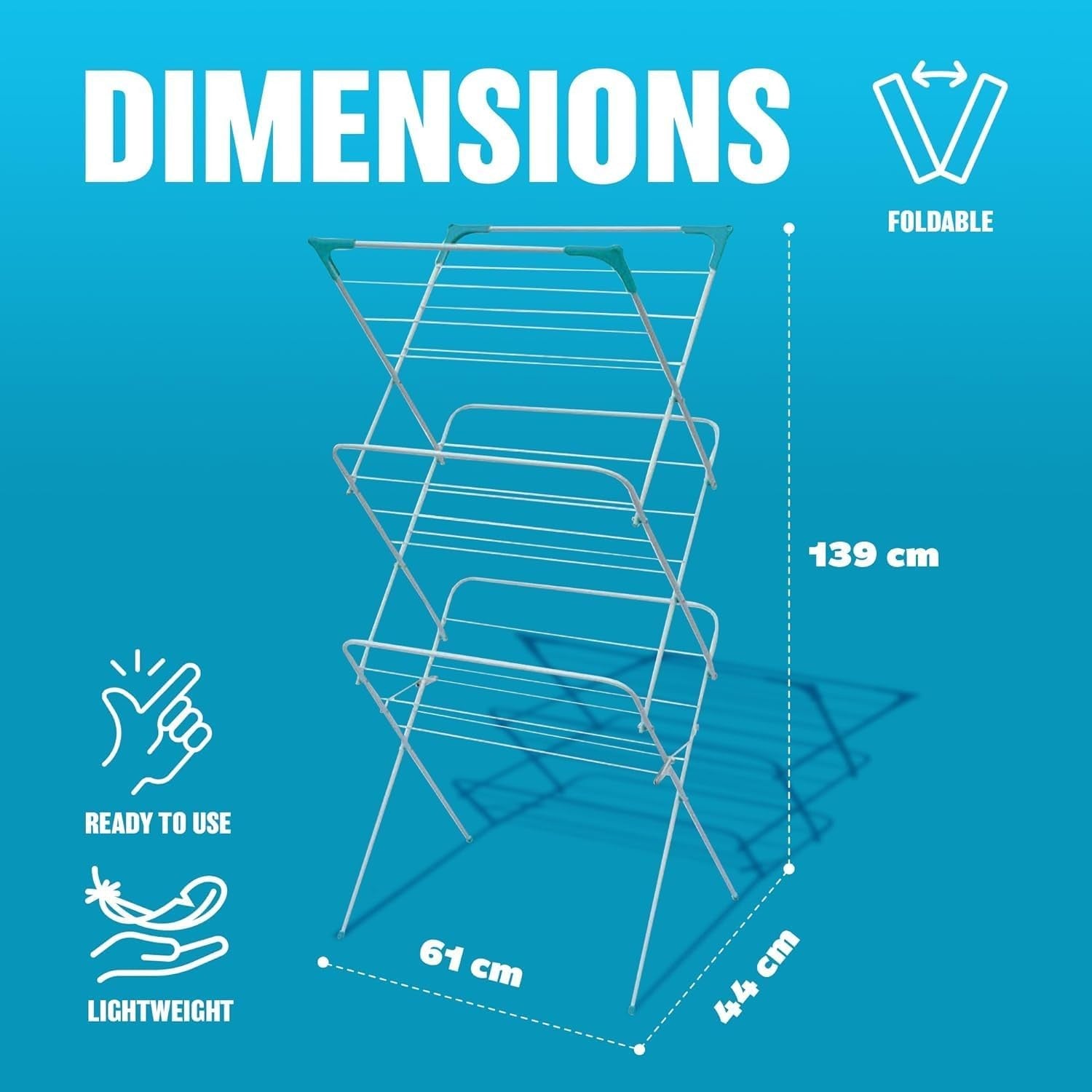 3 Tier Folding Clothes Airer Laundry Drying Rack Indoor Outdoor Compact