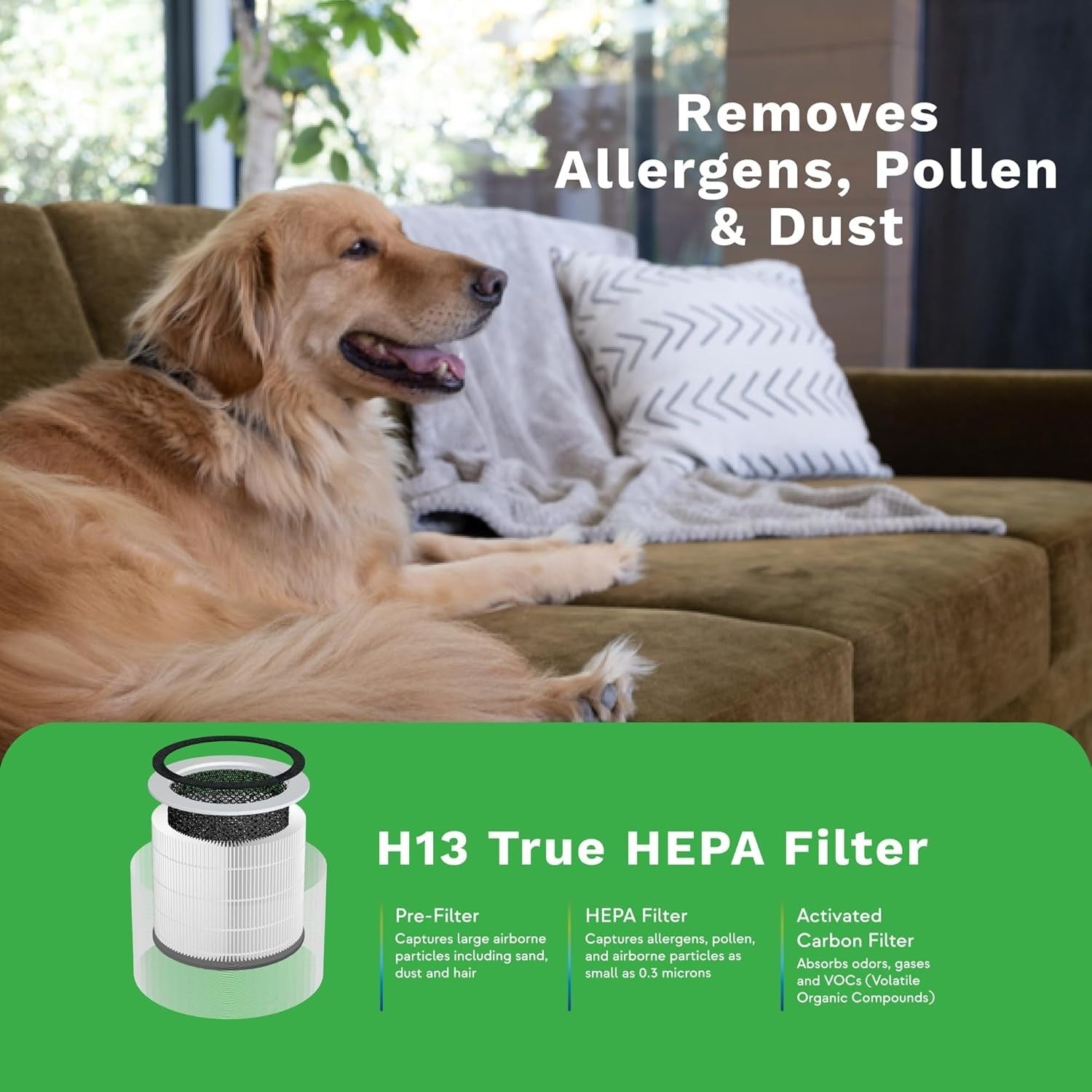 Large Room HEPA Air Purifier 2046ft² Ionizer Odor Allergy WiFi