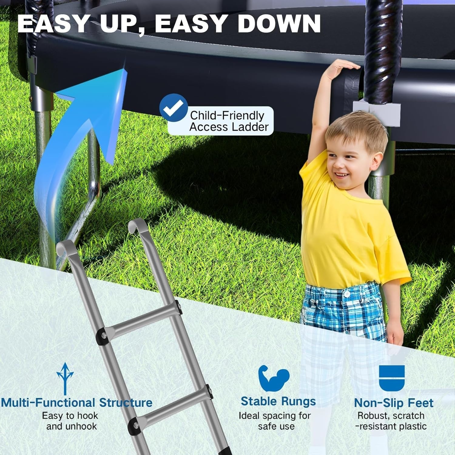 6FT Kids Garden Trampoline w Safety Net Steel Frame Outdoor Play