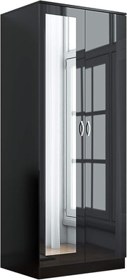 Mirrored 2 Door Wardrobe with Drawers Soft Close Storage Bedroom Furniture