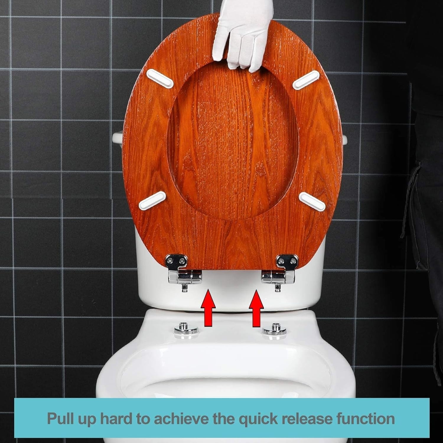 Antibacterial Wooden Toilet Seat Soft Close Oval Antique Pine 45x37cm