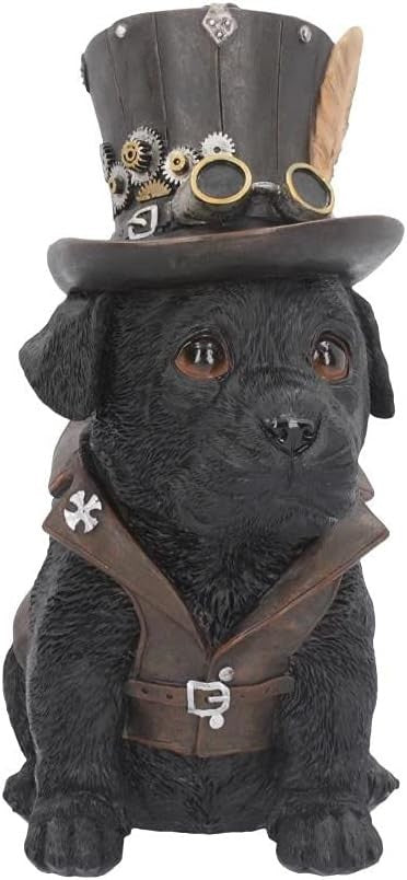 Steampunk Dog Figurine 21cm Resin Ornament Gothic Display Hand Painted Statue