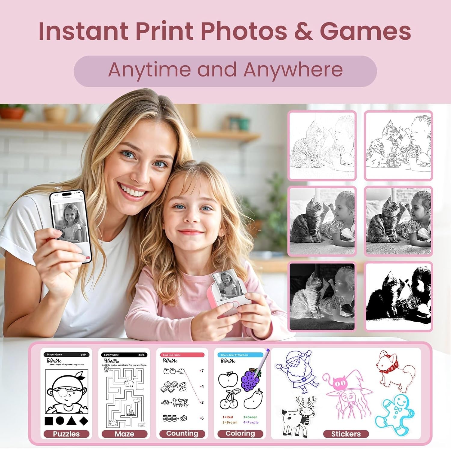 Mini Bluetooth Thermal Sticker Printer Portable Inkless Photo Label