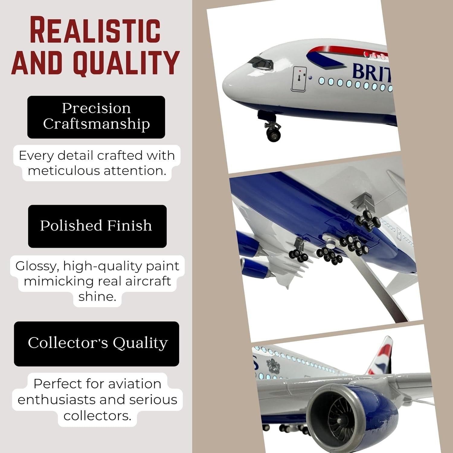 Large Scale Model Plane w/ Voice-Activated Lights & Stand | Aviation Decor