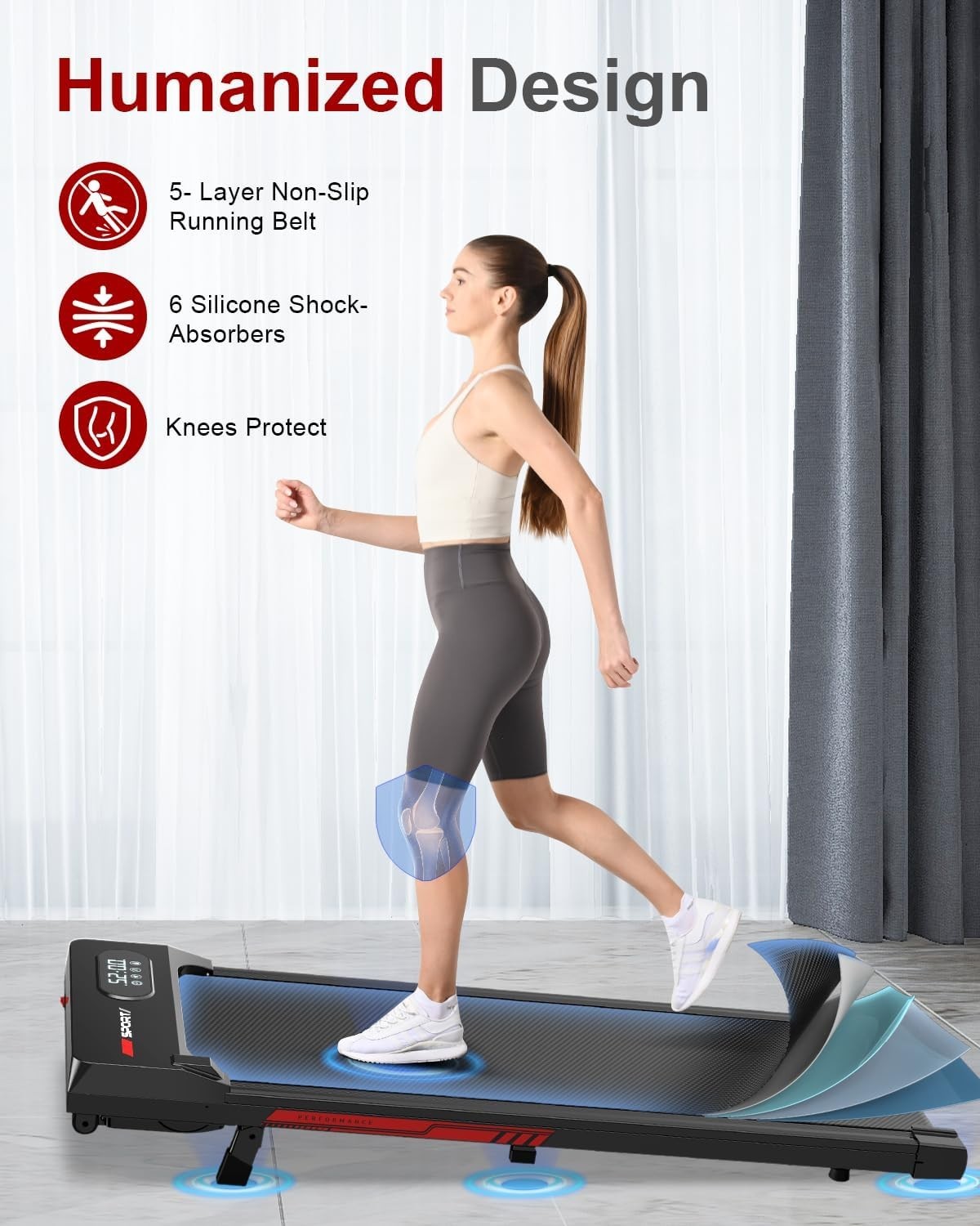Portable Under Desk Treadmill Incline Walking Pad 8km/h Quiet Home Gym
