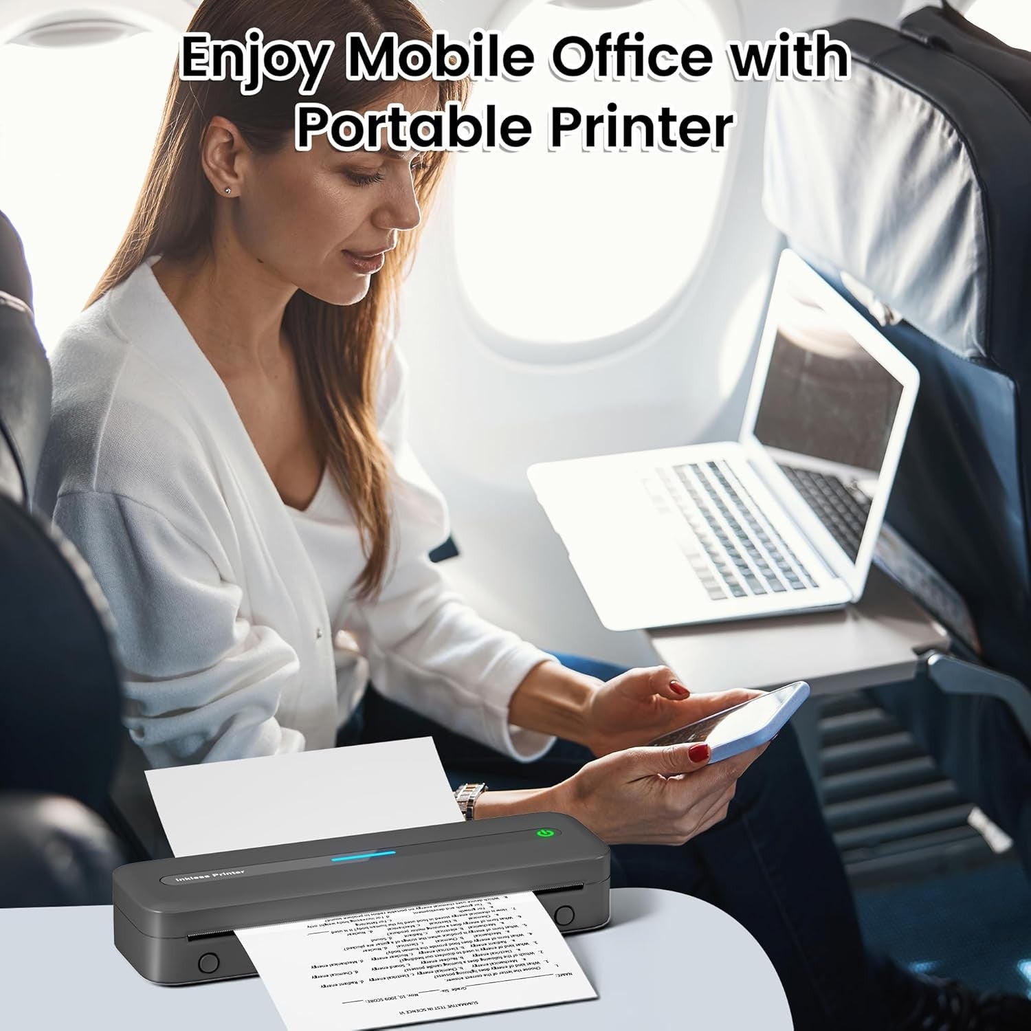 Portable A4 Thermal Printer 300DPI Inkless Bluetooth USB