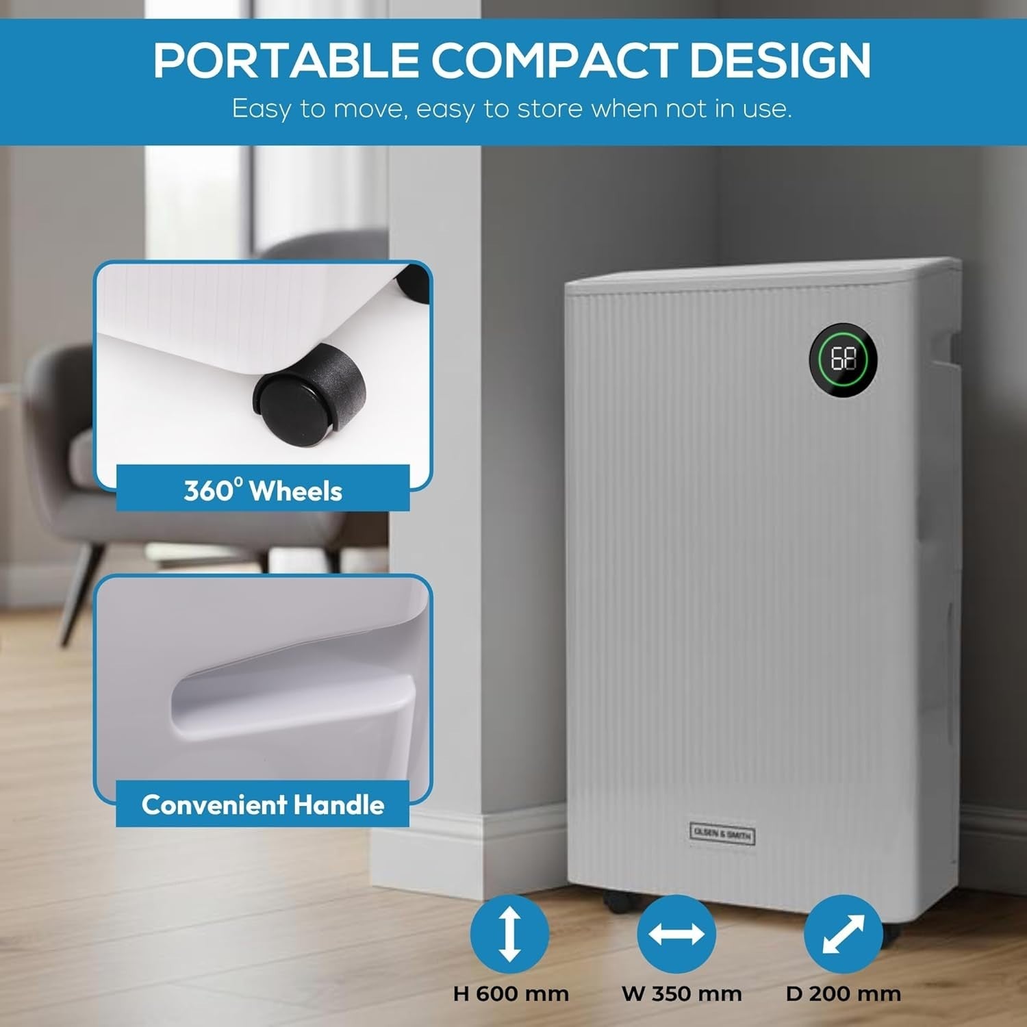20L Dehumidifier HEPA Air Purifier Laundry Mode Quiet 5.5L Tank
