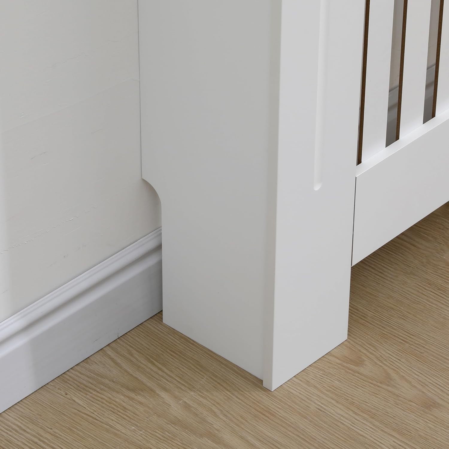 Medium White Radiator Cover MDF Slatted Grill Cabinet – Decorative Heater Shelf