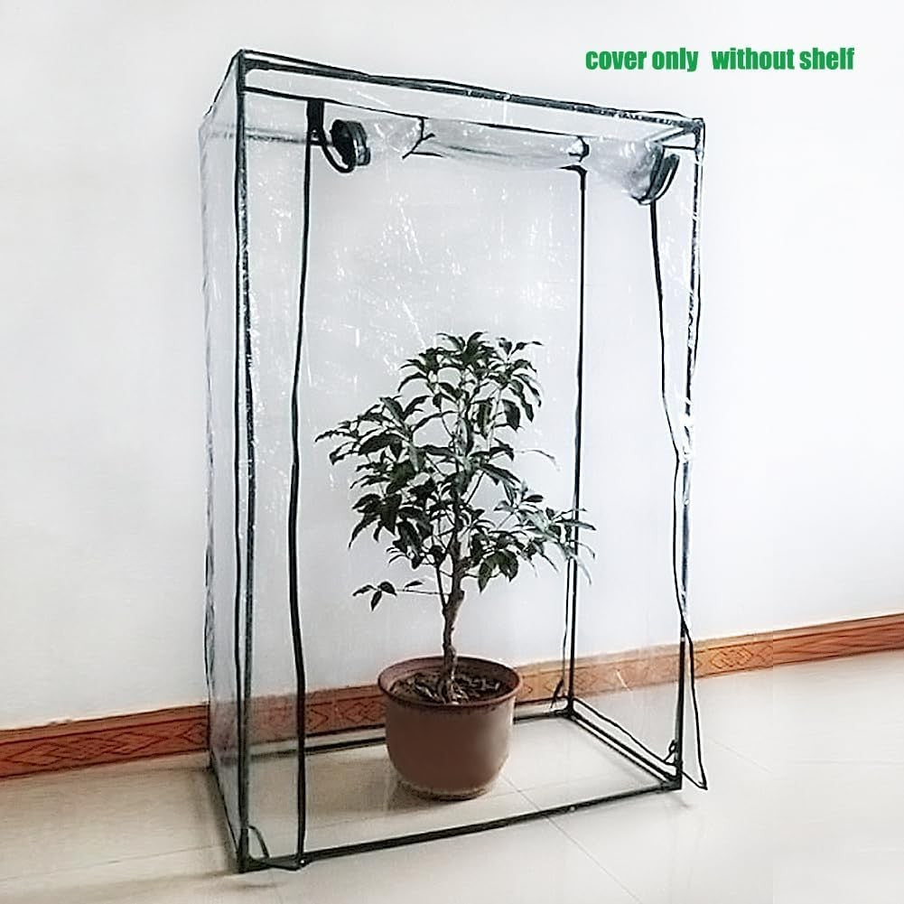 Clear PVC Greenhouse Cover with Roll-Up Door Weatherproof 150x100x50cm
