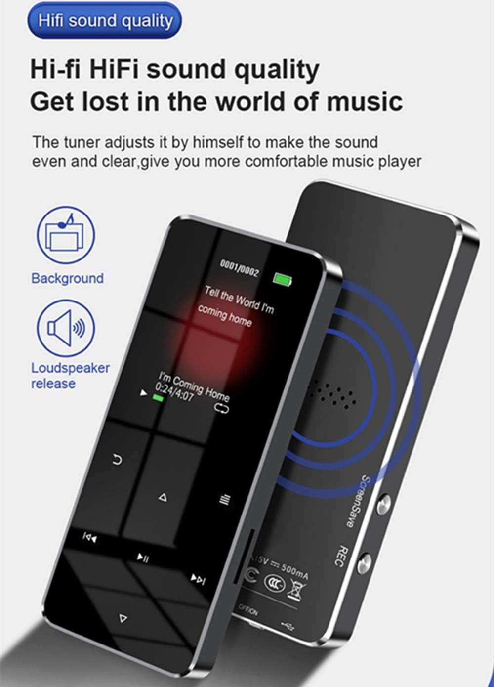 32GB Bluetooth 5.0 MP3 Player 1.8" Screen FM Radio Black
