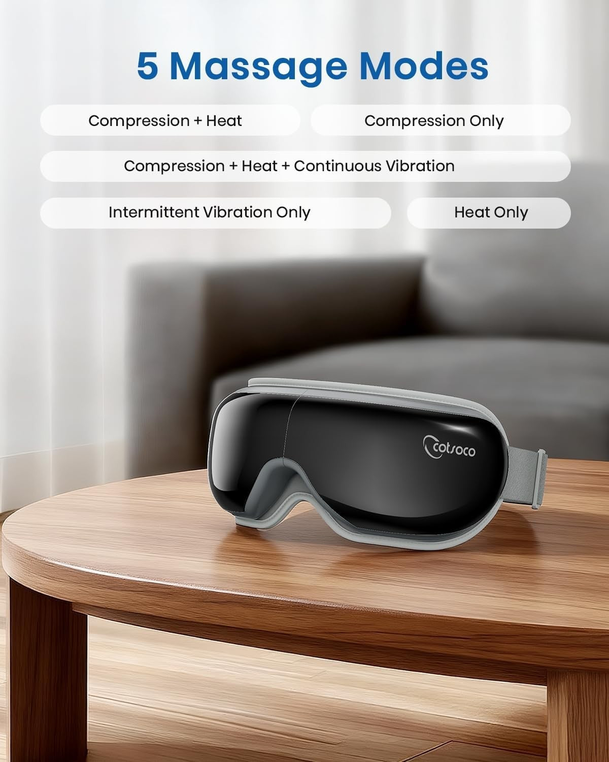 Heated Eye Massager Compression Remote Bluetooth Foldable