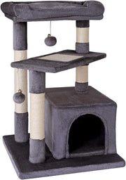 Cat Tree 75cm with Condo Scratching Posts Sisal Rope Plush Beds for Cats