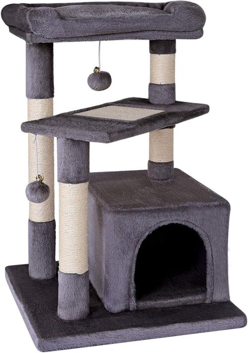 Cat Tree 75cm with Condo Scratching Posts Sisal Rope Plush Beds for Cats